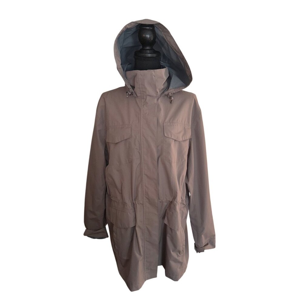 Lands End Traveler Parka Hooded Waterproof Utility Jacket Coat M Tan Outdoor